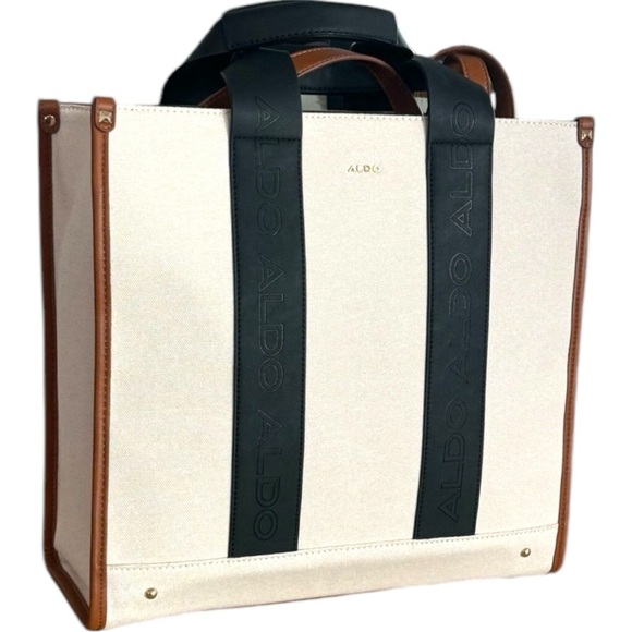 Aldo Handbags - ALDO 
Leather Trimmed 
Canvas 
Travel Tote Bag 
NWT